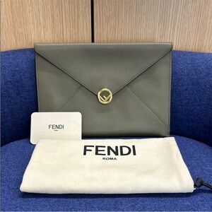 ‼️Authentic Fendi Green Envelope Clutch Pouch Bag